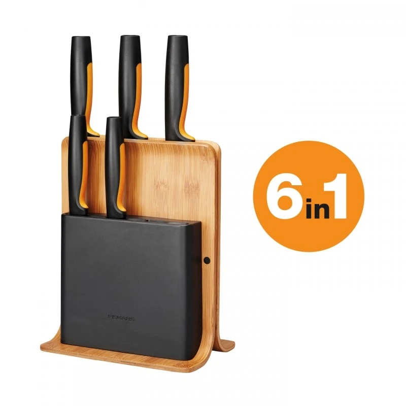 Комплект 5 бр. ножове FunctionalForm с бамбукова поставка